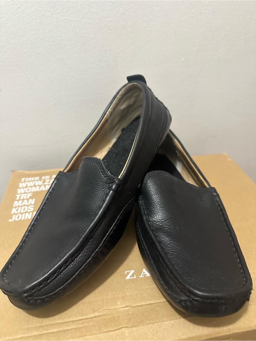 UGG Black Leather Slip-On Loafers